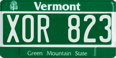 VT license plate XOR823
