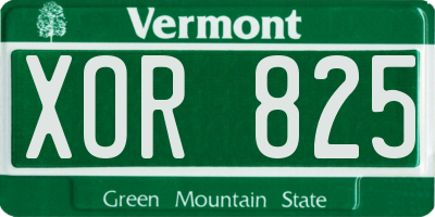 VT license plate XOR825
