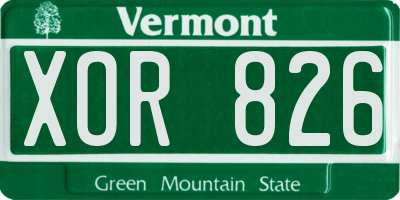 VT license plate XOR826