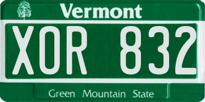 VT license plate XOR832