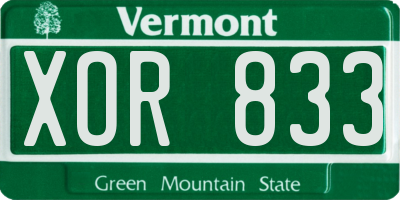 VT license plate XOR833