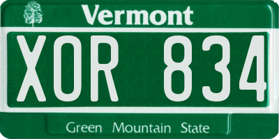VT license plate XOR834