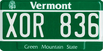 VT license plate XOR836