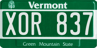 VT license plate XOR837