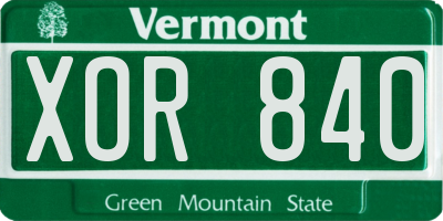 VT license plate XOR840