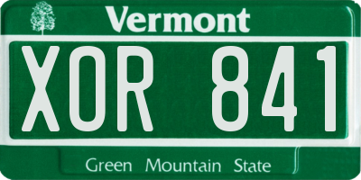 VT license plate XOR841
