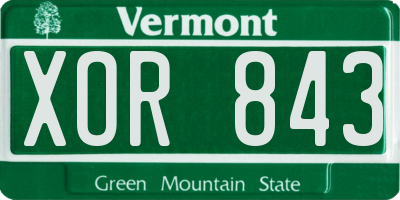 VT license plate XOR843