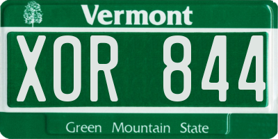 VT license plate XOR844