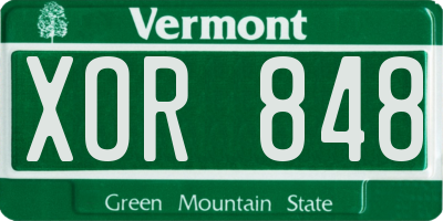 VT license plate XOR848