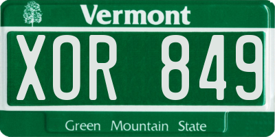 VT license plate XOR849