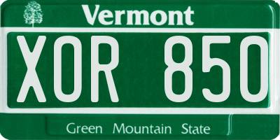 VT license plate XOR850
