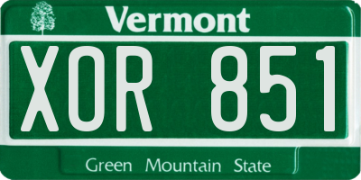 VT license plate XOR851
