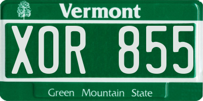 VT license plate XOR855