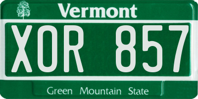 VT license plate XOR857