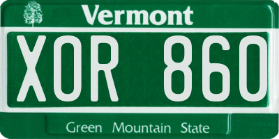 VT license plate XOR860