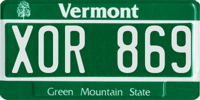 VT license plate XOR869