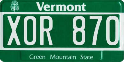 VT license plate XOR870