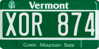 VT license plate XOR874