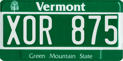 VT license plate XOR875