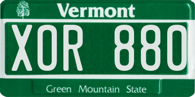 VT license plate XOR880