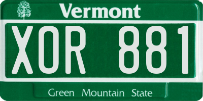 VT license plate XOR881
