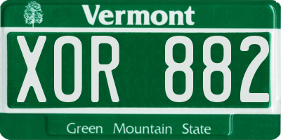 VT license plate XOR882