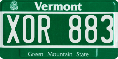 VT license plate XOR883