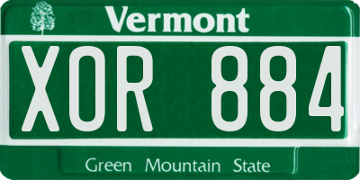 VT license plate XOR884