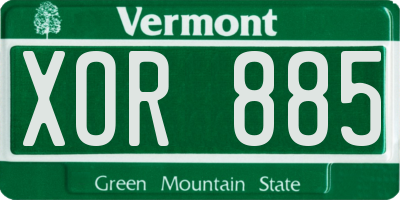 VT license plate XOR885