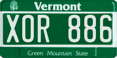 VT license plate XOR886