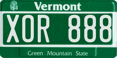 VT license plate XOR888