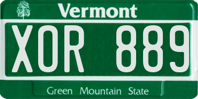 VT license plate XOR889