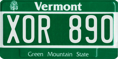 VT license plate XOR890