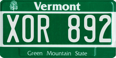 VT license plate XOR892