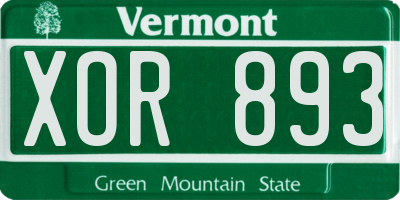 VT license plate XOR893