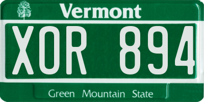 VT license plate XOR894