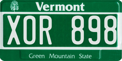 VT license plate XOR898