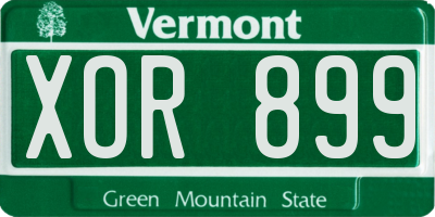 VT license plate XOR899