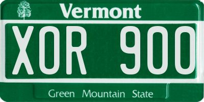 VT license plate XOR900