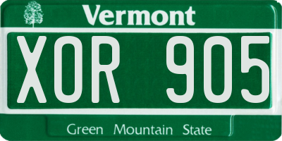 VT license plate XOR905