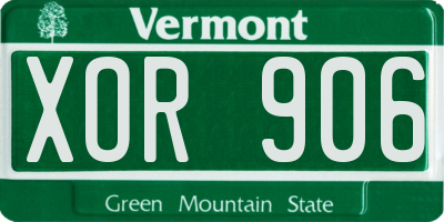 VT license plate XOR906