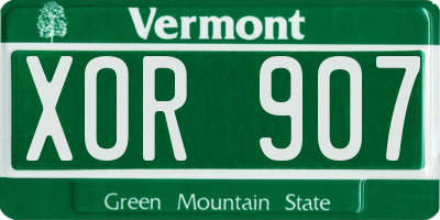 VT license plate XOR907
