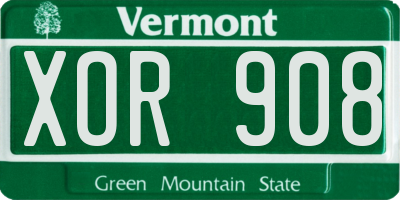 VT license plate XOR908