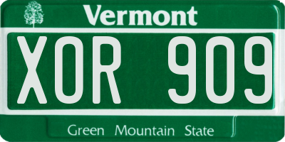 VT license plate XOR909