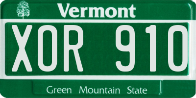 VT license plate XOR910