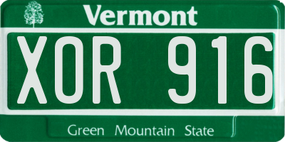 VT license plate XOR916