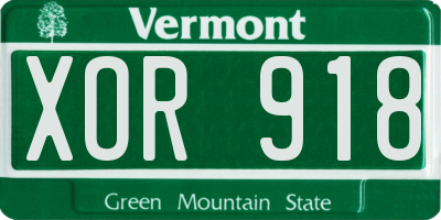 VT license plate XOR918