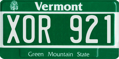 VT license plate XOR921