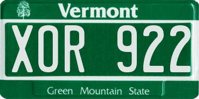 VT license plate XOR922