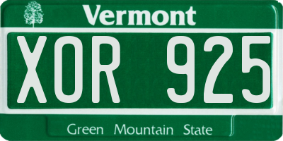 VT license plate XOR925